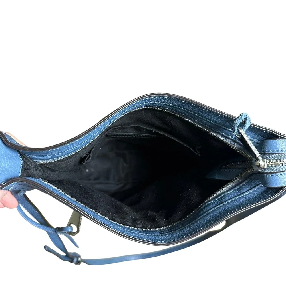 Rebecca Minkoff Purse Blue Pebbled Leather Crossbody‎ Bag Silver